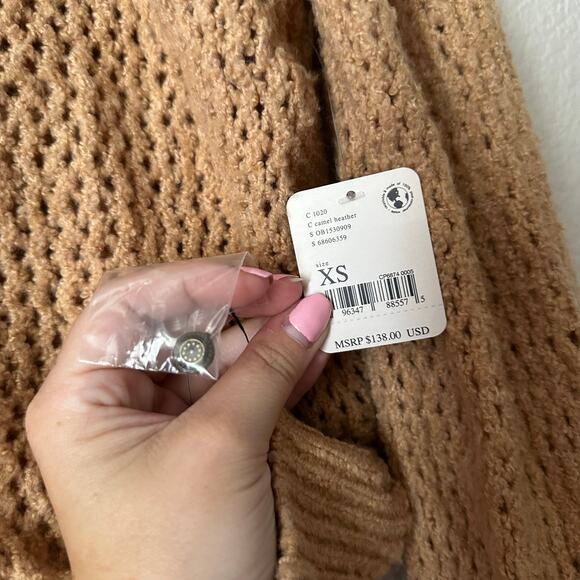 Free People Care FP Snowdrift Pullover Knit Sweater in Camel Heather Size XS - Picture 5 of 7